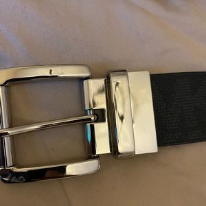 Michael Kors black monogram belt with silver buckle!